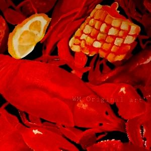Crawfish Boil art print 8x10 acrylic painting by Whitney Marks